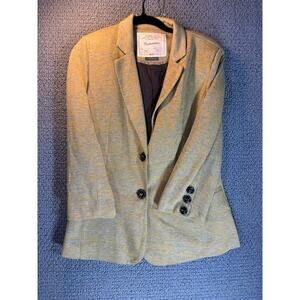 Cartonnier Yellow w/ Gray Blazer Anthropologie Classic Chic Jacket Women's Large
